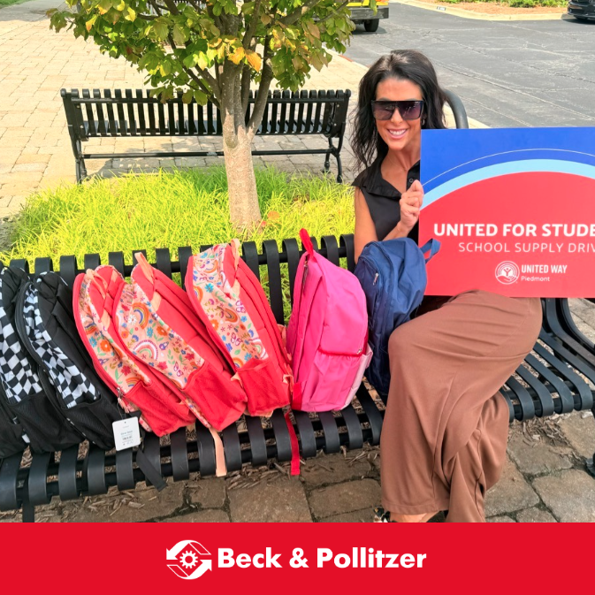 BeckU57444's tweet photo. We are proud to partner with United Way for a Back-to-School Drive, helping equip local students with the supplies needed for a successful school year. Each backpack is filled with essential classroom items, ensuring students are prepared!!

#WeareBeckAndPollitzer https://t.co/v6gQJ2EfHN