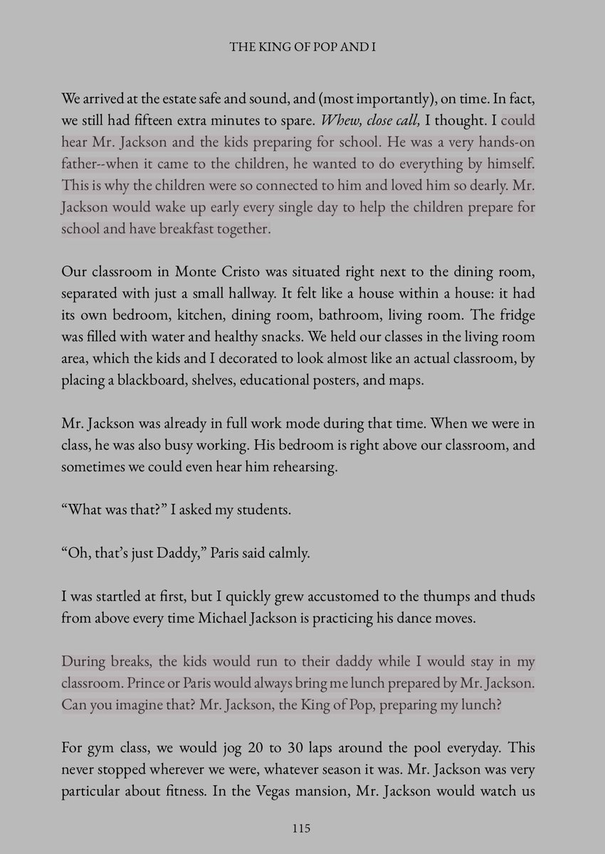 LiberianGirl779's tweet photo. In Las Vegas, Michael did not have a personal chef. He would prepare the meals himself, including lunch for the children's tutor: “During breaks, the kids would run to their daddy while I would stay in my  classroom. Prince or Paris would always bring me lunch prepared by Mr. Jackson.  Can you imagine that? Mr. Jackson, the King of Pop, preparing my lunch?”