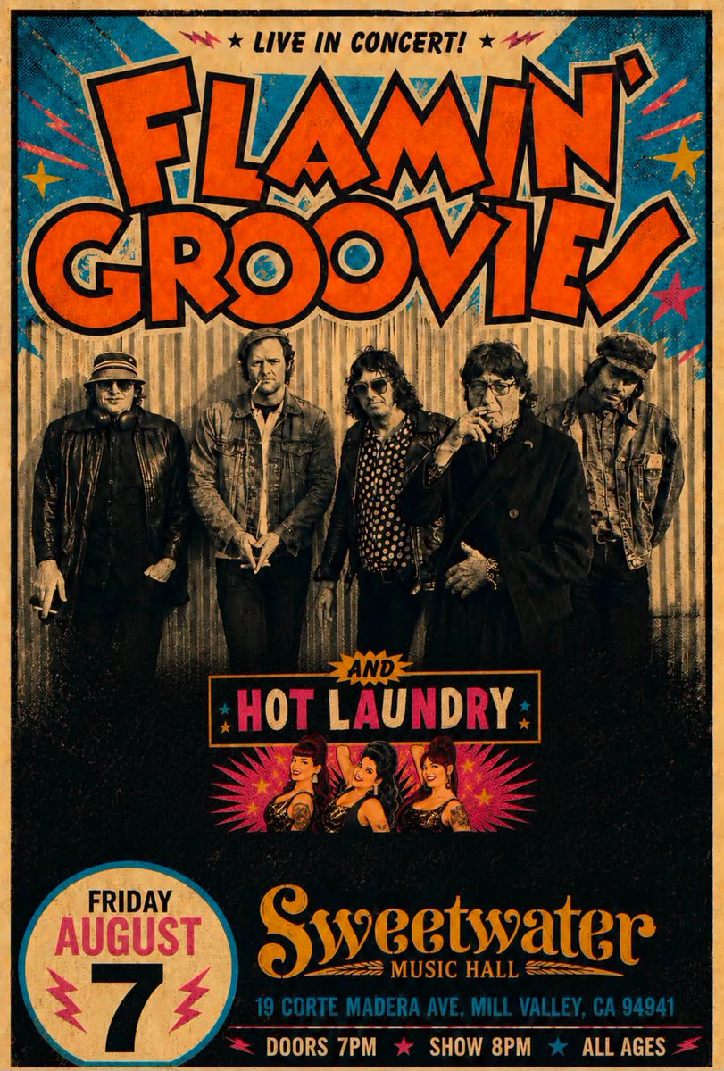 scarlet_richie's tweet photo. The @FlaminGroovies To Mark #50thAnniversary Of #ShakeSomeAction w/ Autumn Tour Dates in #UK, #Eaurope, plus #LateFall dates w/ @thedamned across the #USA!! FG kick it off with a one-off show @SweetwaterMV FRI AUG 7 w/ #hotlaundry! https://t.co/Yghj85wgBD via @burlesquemag https://t.co/pwV9WCc2KX