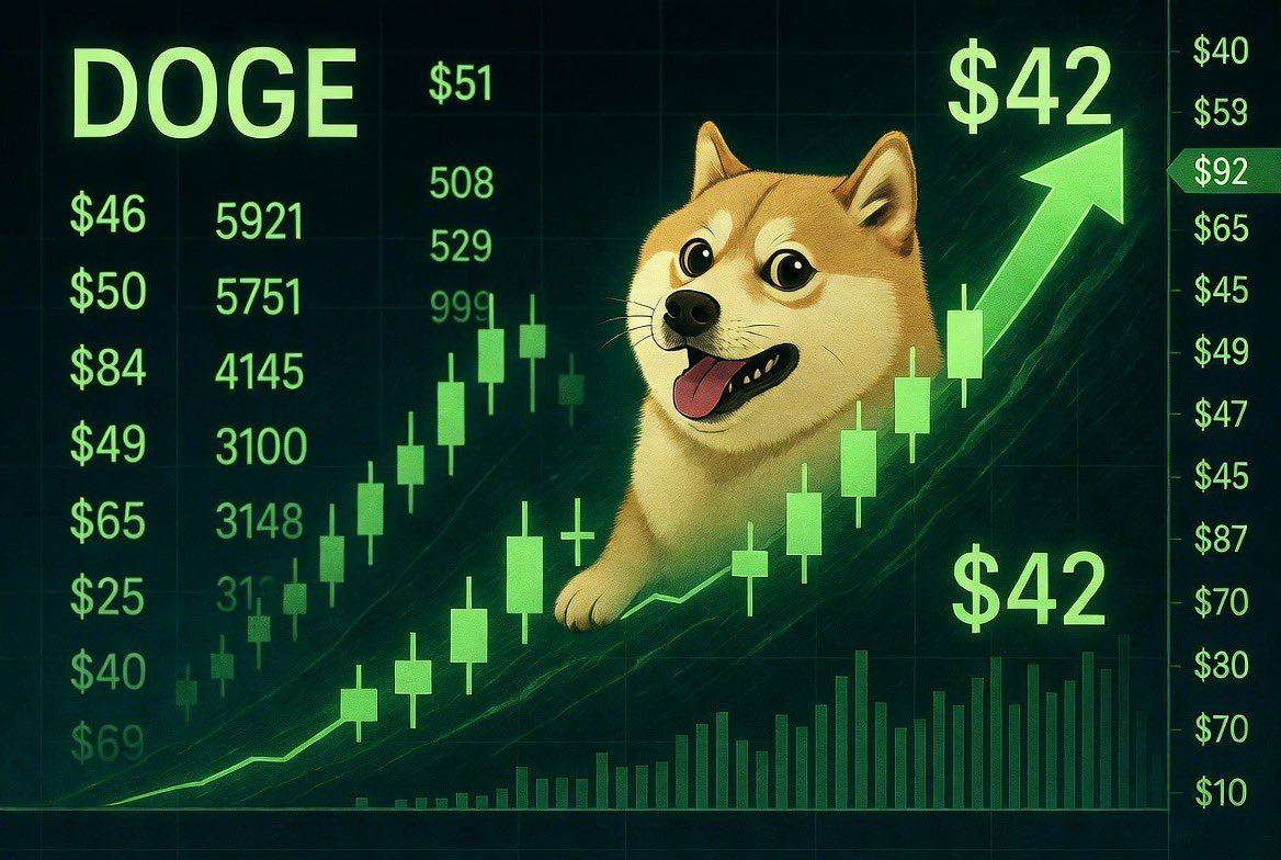 DogecoinRise's tweet photo. imagine $42 $DOGE 👀 i would be the happiest dogecoin holder 🐕 https://t.co/sMw8wCOm3c