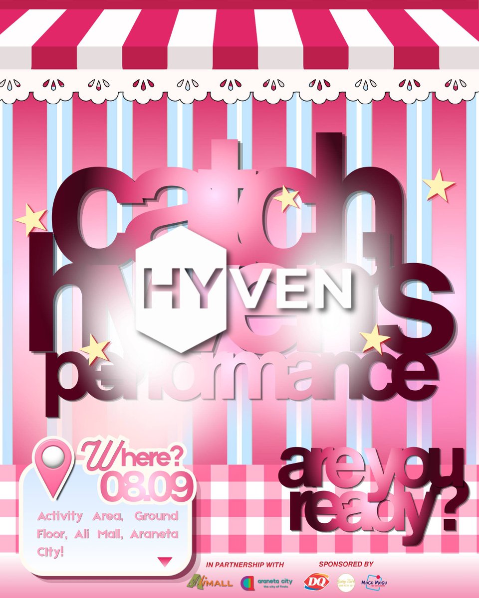 CaratsHaven's tweet photo. HYVEN IN CHERRY LAND!!! 🍒 

Don't miss HYVEN's special performance on August 9 (Sunday) at the Activity Area, Lower Ground Floor, Ali Mall, Araneta City! 🎤✨

Registration is still open:
https://t.co/YDtib9xxXl
https://t.co/YDtib9xxXl
https://t.co/YDtib9xxXl

See you there, Carats! 💎 Let's make the sweetest memories with our cherry! 🍒🩷

This event is in partnership with Ali Mall, Araneta City

Sponsored by:
Dairy Queen
Yang Xu's
Mogu Mogu

 #CH31RYLAND #CHERRYLAND #SCOUPS