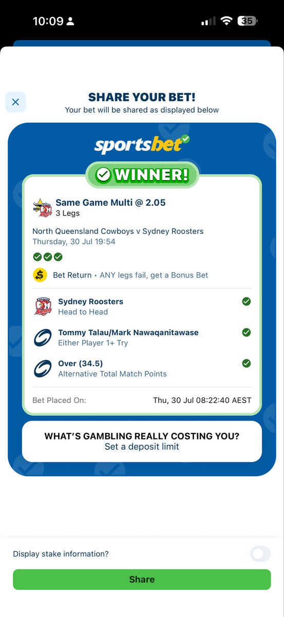 betwithgiof's tweet photo. #nrl #afl winning night! #sportsbet https://t.co/5HnK91Nt8T