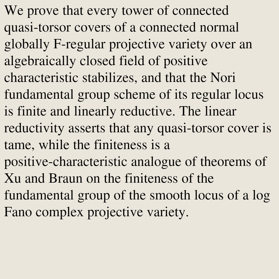 AlgebraicPapers's tweet photo. Fundamental group schemes of globally F-regular varieties

Charles Vial
https://t.co/nCZKcgofwF [𝚖𝚊𝚝𝚑.𝙰𝙶] https://t.co/e4J7pneDfU