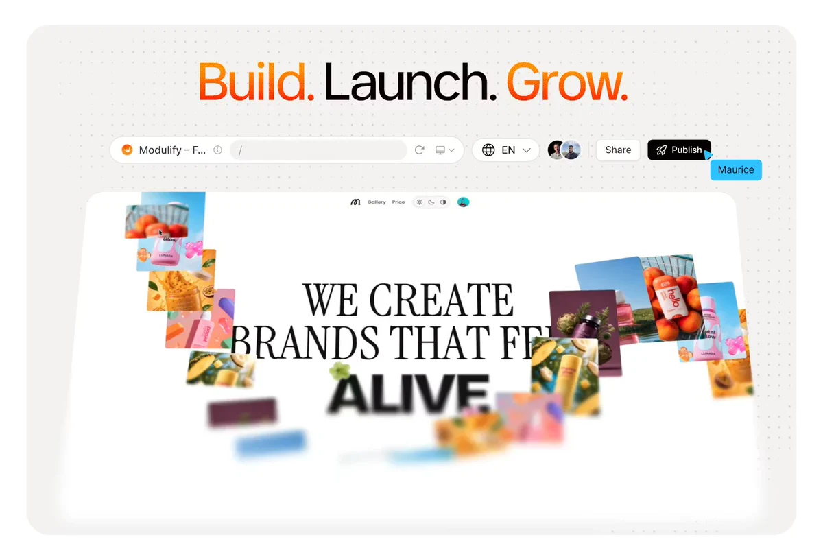 Modulify 2.0 preview: an AI platform for building websites, web apps, dashboards, client portals, and more.