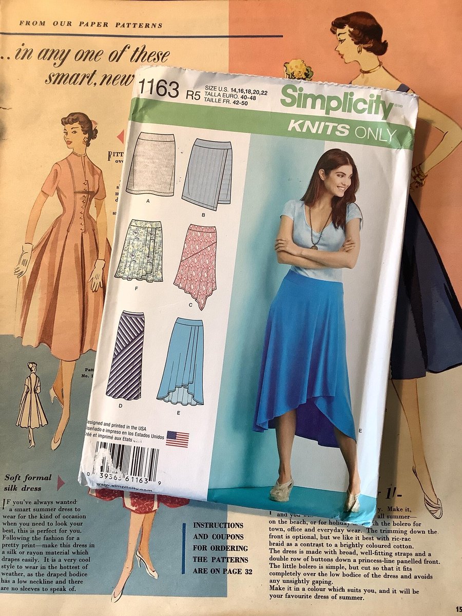 WatsonsVintage's tweet photo. I LOVE the shape of these #Skirts Uncut 2015 Simplicity Sewing Pattern No 1163 R5 Misses' Knit Skirts with Length Variations in Sizes 14-22 - Knits Only - Wardrobe Staple https://t.co/6DeSaDkSMi via @Etsy #SewingPattern #Simplicity #SkirtPattern #PlusSizePattern #WardrobeStaple https://t.co/ebk7zo7ZM4