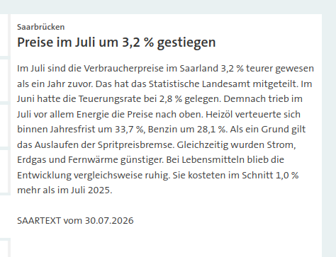 UK136S's tweet photo. Im Juli sind die Verbraucherpreise im #Saarland 3,2 % teurer gewesen als ein Jahr zuvor | Heizöl verteuerte sich binnen Jahresfrist um 33,7 %, #Benzin um 28,1 % | #Inflation https://t.co/NqVyoA300p