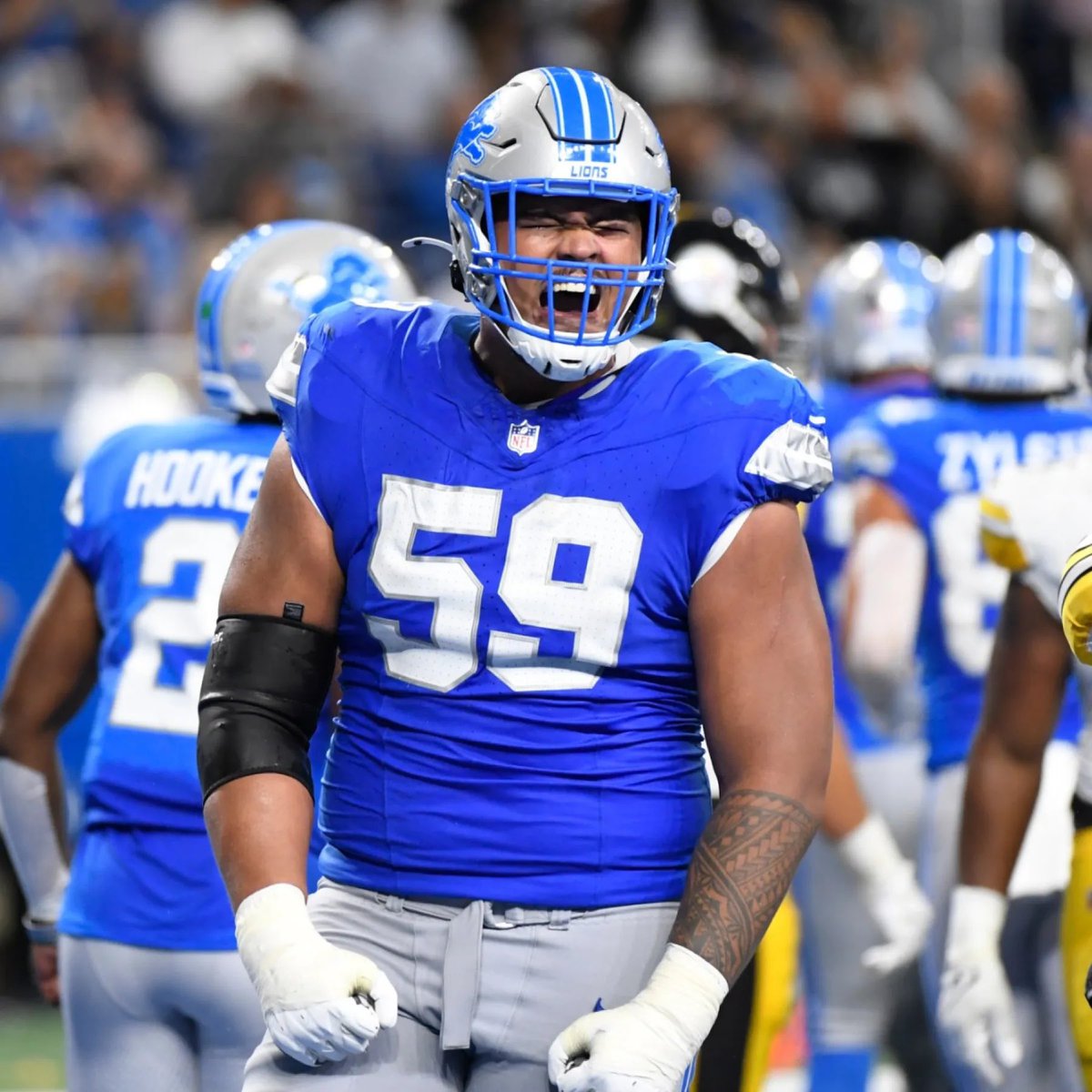 officialctpod's tweet photo. Detroit Lions OL Giovanni Manu will be OUT for 12-14 weeks, according to HC Dan Campbell

BRUTAL news for the 3rd year offensive lineman https://t.co/gShSTU1z4o