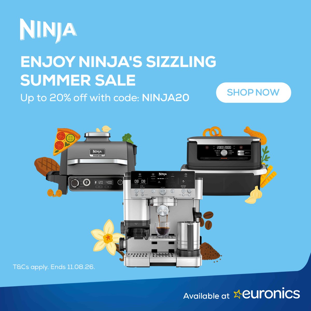 EELeigh_'s tweet photo. Turn Up the Heat with Ninja's Summer Sale! ☀️

Summer just got even better! For a limited time, enjoy up to 20% off selected Ninja appliances with code NINJA20.

Shop now: https://t.co/3OkokxQ7HA

#Euronics #Leigh #Ninja https://t.co/VtGYjOHETA