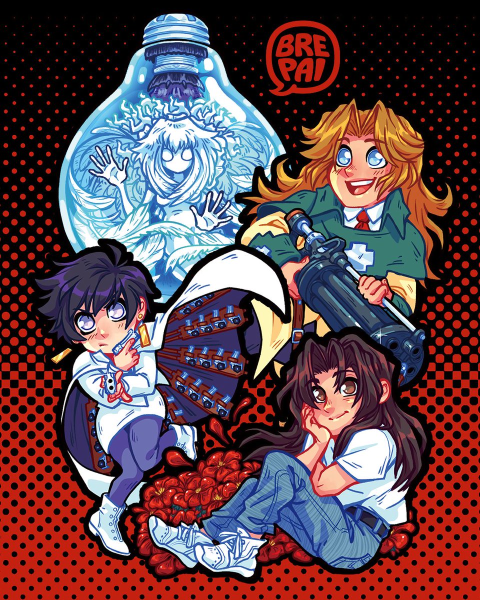 brepai_'s tweet photo. TRIGUN MAXIMUM 
Rem | Meryl Stryfe | Milly Thompson | Plant 
Sticker Sheet, drawn December 2023 
#trigun #trimax https://t.co/7q8cSS1Env