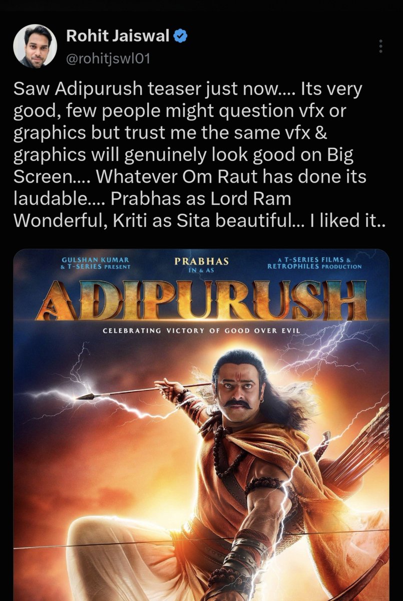 imashishsrrk's tweet photo. Exposing These Self Proclaimed Critics ✅ 

How To believe on These Critics ? 

Sumit and Rahit .... Same Narrative .... 

4000 cr budget and All .... 

Kaun Script De raha hai ? 

They Both Loved Adipurush 💀💀 https://t.co/IRGvHPiydt