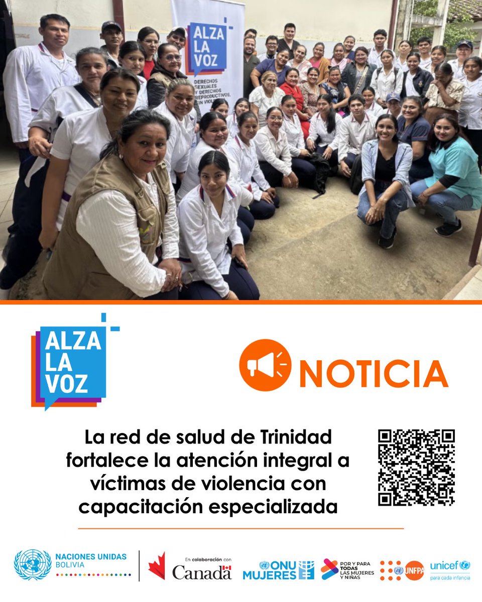UNFPABolivia's tweet photo. Fortalecemos la atención a víctimas de violencia en Trinidad 🏥💜
Capacitamos al personal de salud para brindar una atención integral, cálida y oportuna a sobrevivientes de violencia de género.
📲 https://t.co/m2BLeRSveY
#Trinidad #Beni #UNFPABolivia #AlzaLaVoz #UNFPA https://t.co/r6SjaEd7Ll
