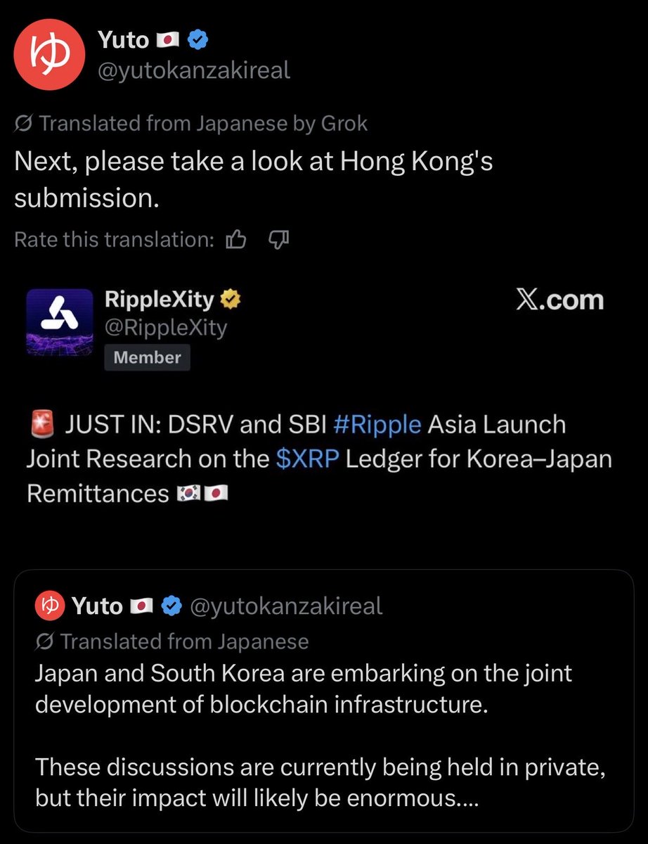 Stellar_Rippler's tweet photo. 🚨 ASIA IS GOING FULL XRP RIGHT NOW

🇭🇰 Hong Kong just UNLOCKED REGULATED RETAIL ACCESS to $XRP. Everyday investors can now stack XRP with HKD pairs on a fully licensed exchange.

🇯🇵 Japan is already treating XRP like actual financial infrastructure. SBI banks using it for real settlements, prepaid payment tokens live on the XRPL, tokenized bonds paying XRP bonuses, and $21+ BILLION already piled in. Japan isn’t “adopting”… it’s weaponizing XRP as the settlement standard.

🇰🇷 South Korea is pure bloodlust.
XRP trading volumes regularly crush Bitcoin, Upbit alone is sitting on over 6 BILLION XRP, and they’re integrating RLUSD so holders can earn yield natively. Korea doesn’t just buy the rumor… they print the liquidity.

🇸🇬🇹🇭🇵🇭 And the rest of Asia? Banks, remittance corridors, CBDC pilots, and payment giants are quietly wiring XRP into the veins of cross-border money. Southeast Asia alone has been processing tens of billions through Ripple rails while the West was still arguing in court.

Buckle up, The Reset Starts From The East…