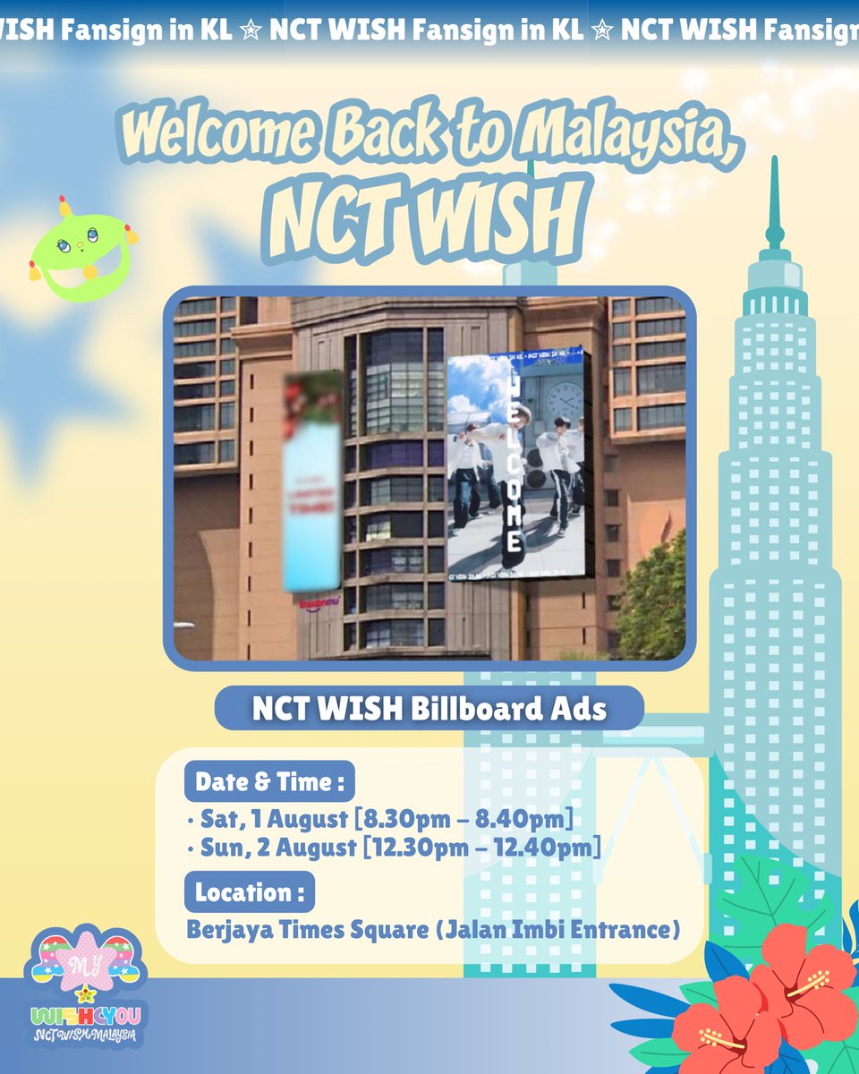 wishcyou's tweet photo. Billboard Ads for NCT WISH! 💚

WISHzens ! Save the date and don’t miss the chance to see NCT WISH on billboard ads at Berjaya Times Square!

Don’t forget to tag us if you spot the ads! Thank you so much for WISHzens support, we hope everyone loves it! 🥰

Video Editor : @ushiiyonw 

#NCTWISH
#WISHinKL