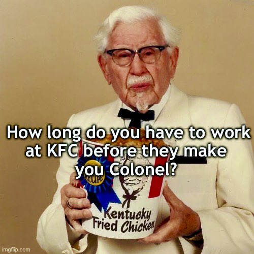 CarolJeffe8091's tweet photo. #WhenToBlowTheWhistle 
When you've been employed by KFC for 43 years as a cashier 😂😂 https://t.co/nfdydnDezY