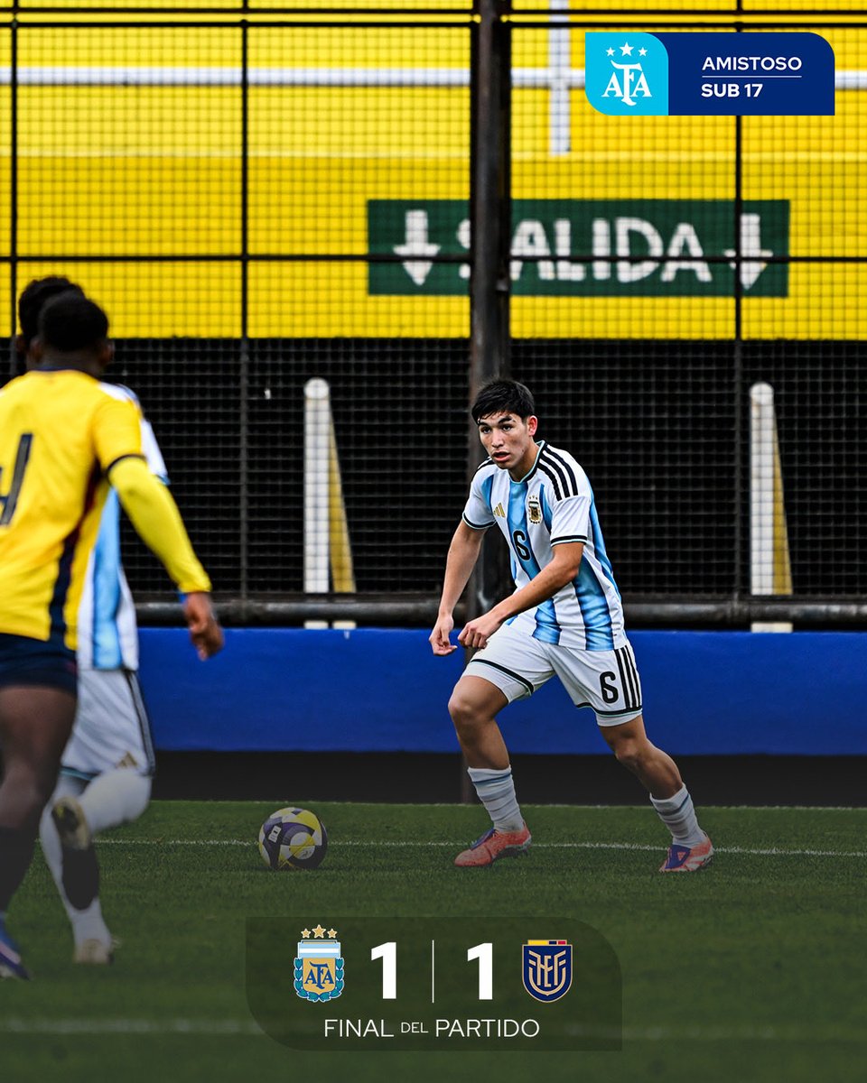 Argentina's tweet photo. 🏆 #Sub17

🗓️ #AmistosoInternacional

👉🏻 ¡Final del partido!

⚽ Con un tanto de Stephen Ramos, Argentina 🇦🇷 igualó 1-1 ante Ecuador 🇪🇨 en Atlanta. https://t.co/XKmgWLYtLJ