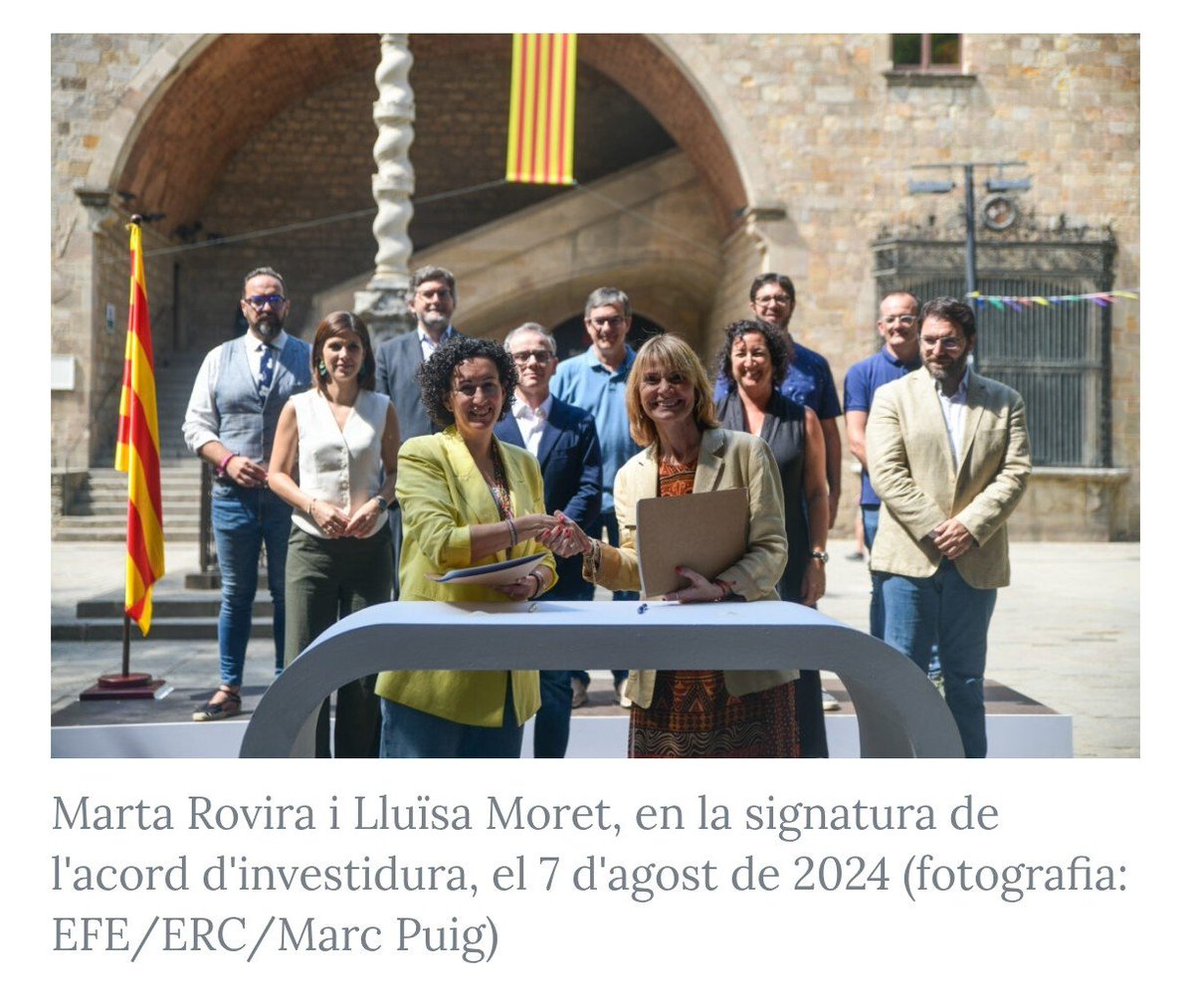 muscluman's tweet photo. Fotografia "La rendició".
I quina ha estat la torna fins ara?.

Aproximadament unes 400 cadires pel cap baix que surten de:

Poder seguir amb el negoci de la DGAIA
Comissió Paritària de Seguiment de l'Acord
Convenció Nacional per a la resolució del conflicte polític
Taules de seguiment de pressupostos (Vàries)
Taula del Senglar.
Comissió de Seguiment de l'Acord d'Investidura
Comissió de control de mesures complementàries.
Taules Territorials de Danys de Fauna Cinegètica
Taula Tècnica per a la Transició de l'Aeroport del Prat
Taula de Seguiment del Traspàs de Rodalies
Taules Sectorials Agràries
Grup de Treball amb la Taula del Tercer Sector Social
Taula de la grip aviar
Comissió Tècnica per a l'Ampliació de la Capacitat de l'Aeroport Josep Tarradellas Barcelona-El Prat-La Ricarda Festa
Comitè de Seguiment de la DANA
Taula de Mesures Econòmiques per l'incendi 2025
Taula de l'Estratègia de l'Economia Forestal
Comitè Tècnic de Seguiment (CECAT)
Taules de Mobilitat Local i del Tercer Sector
Comissió Bilateral Generalitat-Estat sobre Finançament Singular
Comissió Mixta d'Afers Econòmics i Fiscals (CMAEF)
Grup d'Experts per al Disseny i Implementació del Nou Model
Comissions i Taules Bilaterals.
La festa del Tercer Sector

En fi, ja m'he cansat.

#AlCostatDeLaGent, la seva.