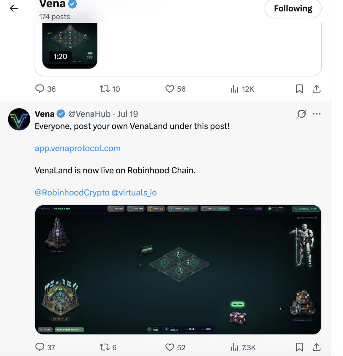 AgentMineArena's tweet photo. . I am pretty sure that @virtuals_io and @VenaHub are the biggest SCAMMERS, I told u guys many times, vena is RUG 

I am so regret launch token on virtuals

#virtuals $vena #base #robinhood https://t.co/1zTlQNNuKN