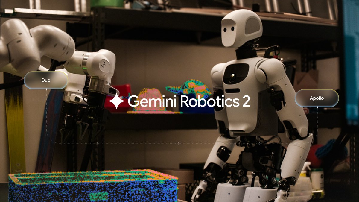 GoogleDeepMind's tweet photo. To be genuinely useful in our homes and workplaces, robots need finesse.

Gemini Robotics 2 equips different hardware platforms with high dexterity. It can control a five-fingered hand to tie a knot or screw in a lightbulb - while also managing parallel grippers for complex packing tasks.

We’re additionally introducing multi-robot collaboration so completely different types of robots can communicate and work together to solve problems a single robot couldn’t do alone. 🤝

Find out more → https://t.co/P1BJRWSx9U
