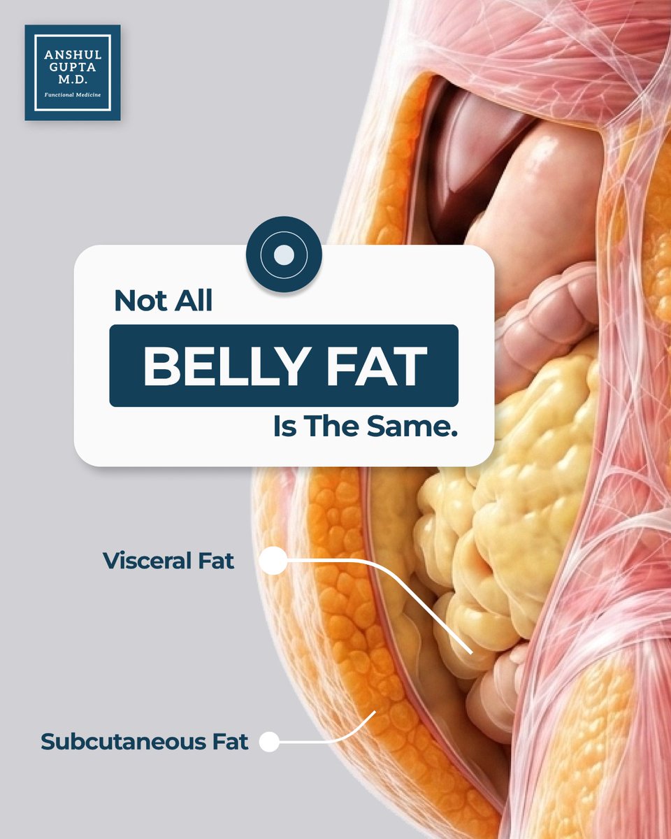 anshulguptamd's tweet photo. The most dangerous fat isn't always the one you can see.

Visceral fat surrounds your organs and can affect your long-term metabolic health.

The good news? Small daily habits can make a real difference.

Did you know there are different types of belly fat? https://t.co/7w0o8mAYwY