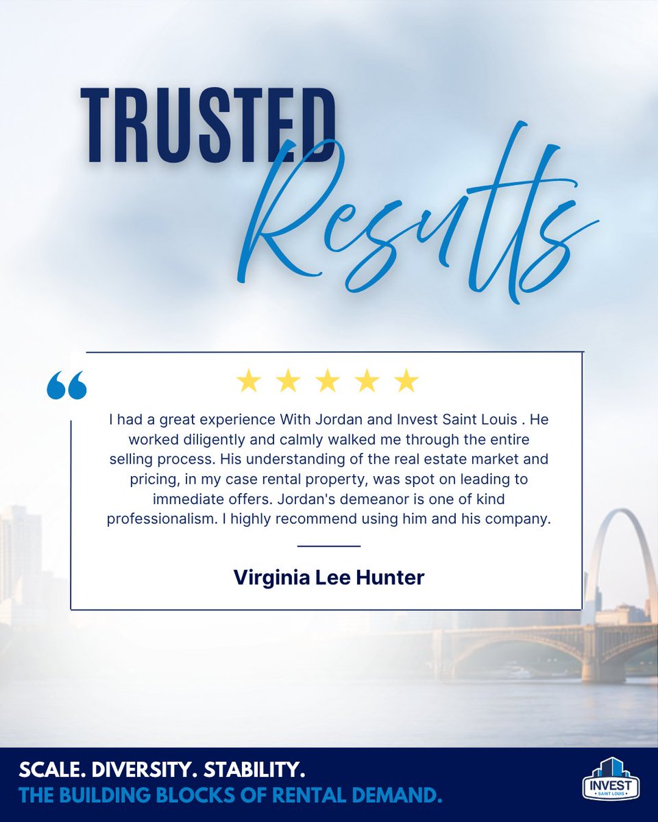 InvestSTLouisRE's tweet photo. ⭐⭐⭐⭐⭐

Helping clients make informed decisions is what we do best.

Thank you for sharing your experience—we're honored to have earned your recommendation.

#InvestStLouis #TrustedAdvisor #RealEstateExperts #CommercialInvesting #StLouis https://t.co/FMOSpiNcO5