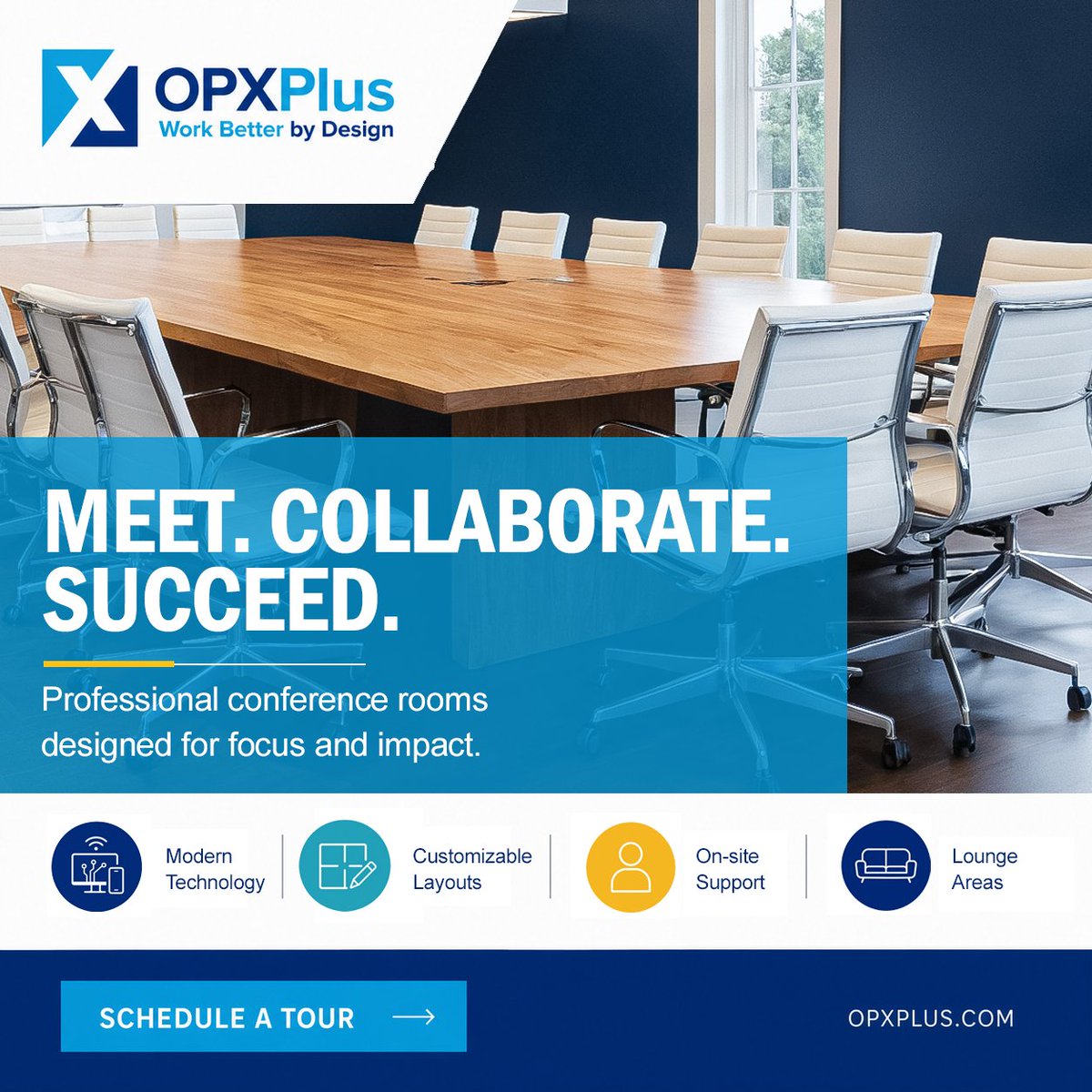 OpxPlus's tweet photo. Big ideas deserve the right space. OPX Plus offers professional conference rooms designed to help you meet with confidence.

Ready to grow your business, contact our team at 913-285-7300. Learn more at https://t.co/OGlNXBUkfx. https://t.co/0ipI8QJb0O