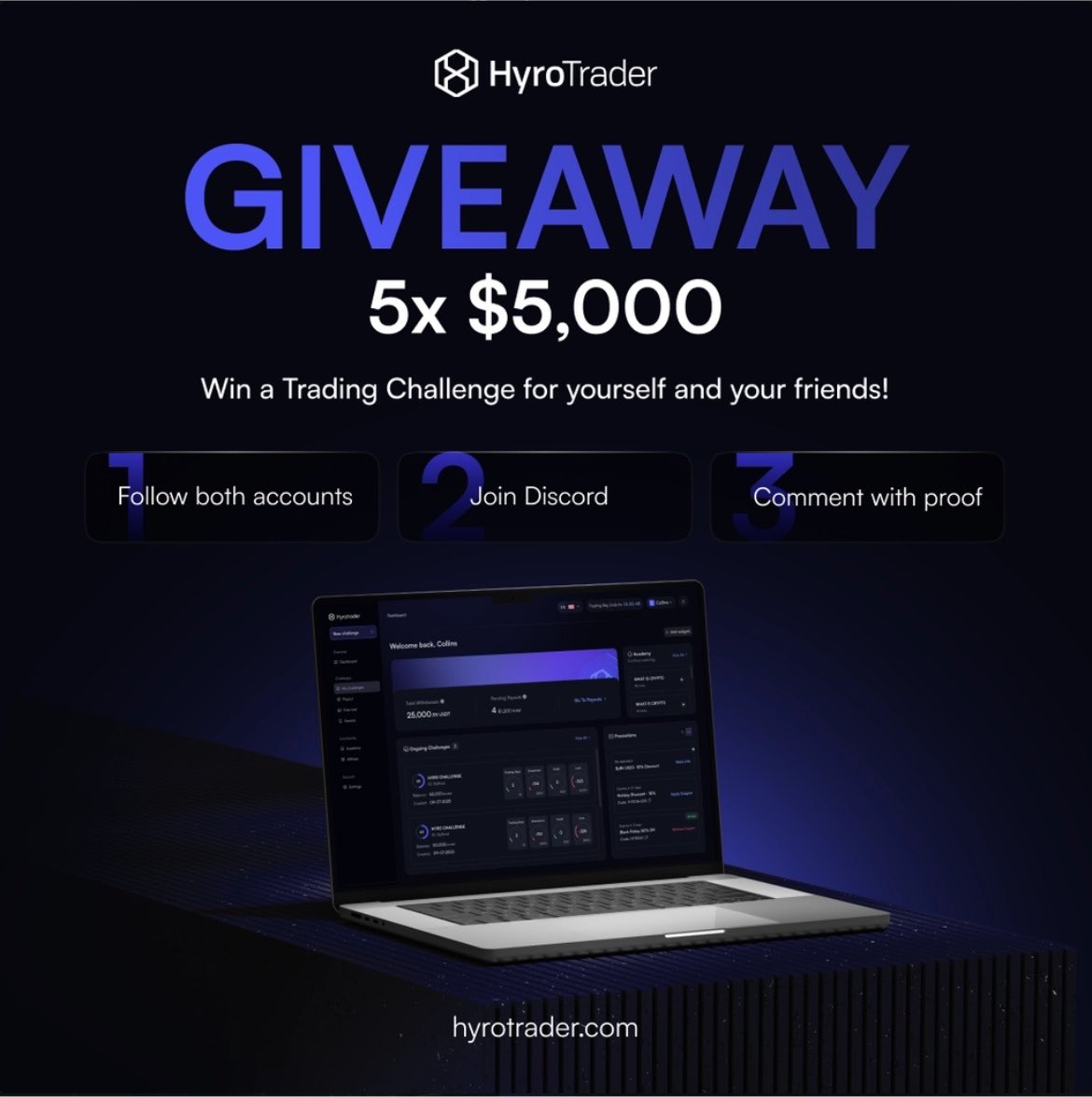 Degen_Green's tweet photo. 🚨 GIVEAWAY ALERT 🚨

I'm teaming up with @Hyrotrader_com to give away 5x $5,000 trading challenges.

To enter:

• Follow @HyroTrader_com + @Degen_Green 
• Repost this post
• Join the Discord: https://t.co/vgIgFFqCm5 + Comment with Proof

Good luck! Winners announced soon. ⏳ https://t.co/wTWCv0df8O