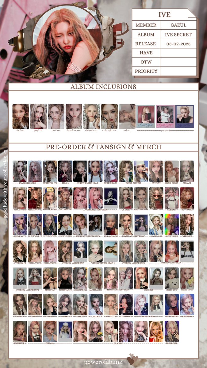 powerofablink's tweet photo. Group: IVE 
Member:     OT6 (Yujin - Gaeul - Rei) 
Template type: IVE SECRET
photocard template 아이브 포토카드 포카 (with all pobs, broadcast) https://t.co/eMz3HbWWA4