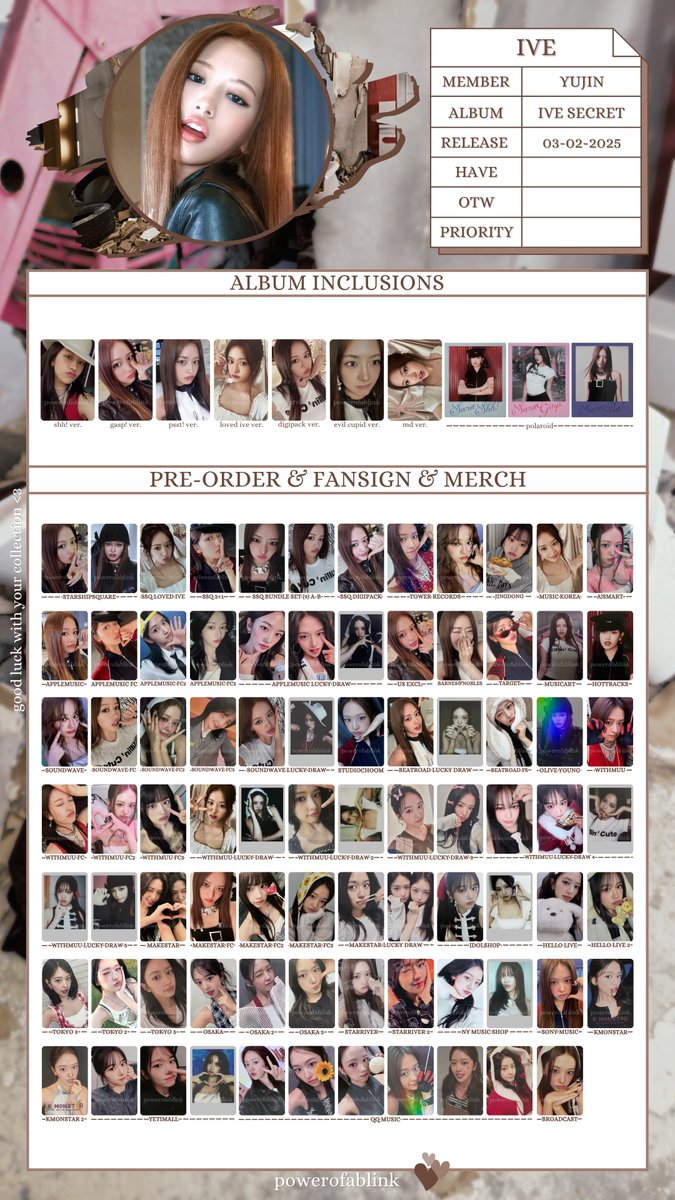 powerofablink's tweet photo. Group: IVE 
Member:     OT6 (Yujin - Gaeul - Rei) 
Template type: IVE SECRET
photocard template 아이브 포토카드 포카 (with all pobs, broadcast) https://t.co/eMz3HbWWA4