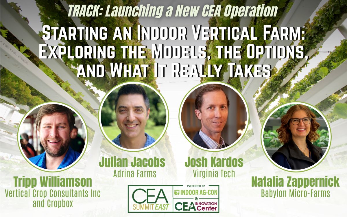 indooragcon's tweet photo. Thinking about launching an indoor vertical farm? 🌱 Hear from Tripp Williamson, Julian Jacobs, Josh Kardos of @vtspes and Natalia Zappernick at #CEASummitEast. Learn what it really takes to get started. ⏰ Early Bird pricing ends July 31. Register today! https://t.co/CNtgW8oVkq https://t.co/VZ6eZ5I2Qx