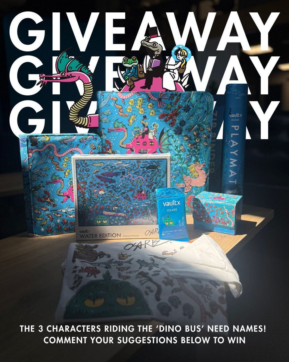 vaultxhq's tweet photo. WIN the FULL collection (+ EXCLUSIVE) of the Artist Edition products.
🐸🎩👧 The 3 Dino Bus passengers need names - Best names win!
To enter:
• Comment your name suggestions - Label 1, 2, 3 for which character
• LIKE this post
• FOLLOW @vaultxhq

Entries close: 10th August https://t.co/UdoSDAR1z8