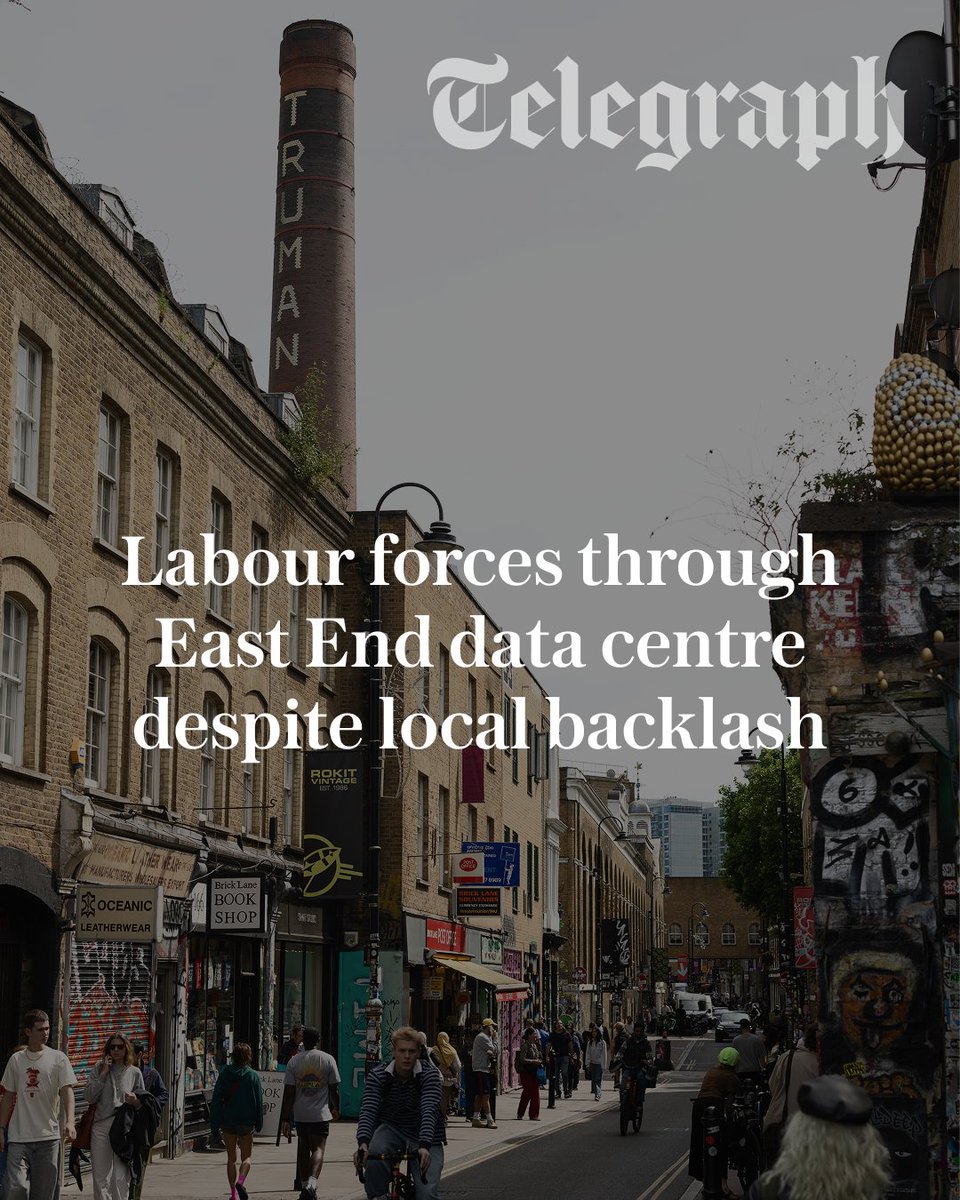 Telegraph's tweet photo. Angela Rayner has forced through plans to build a controversial data centre on the site of a 360-year-old brewery in east London despite a local backlash.

🔗: https://t.co/IYBPyrCtlh https://t.co/XlBxUzbFgB