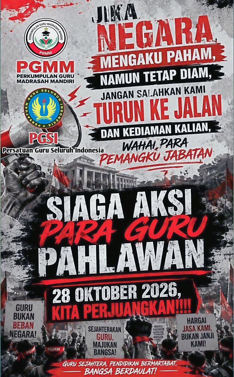 zanatul_91's tweet photo. Temen-temen organisasi guru lain, PGMM dan PGSI menghubungi saya, bahwa postingan mereka kena take down. 

Seperti disampaikan kuasa hukum dari LBH dan YLBHI. Kita punya banyak instrumen untuk memastikan, dan mempersempit "selambat-lambatnya 2028." Agar makin sempit. 

Aksi jalan tetap bisa jadi opsi. Save gambar ini.