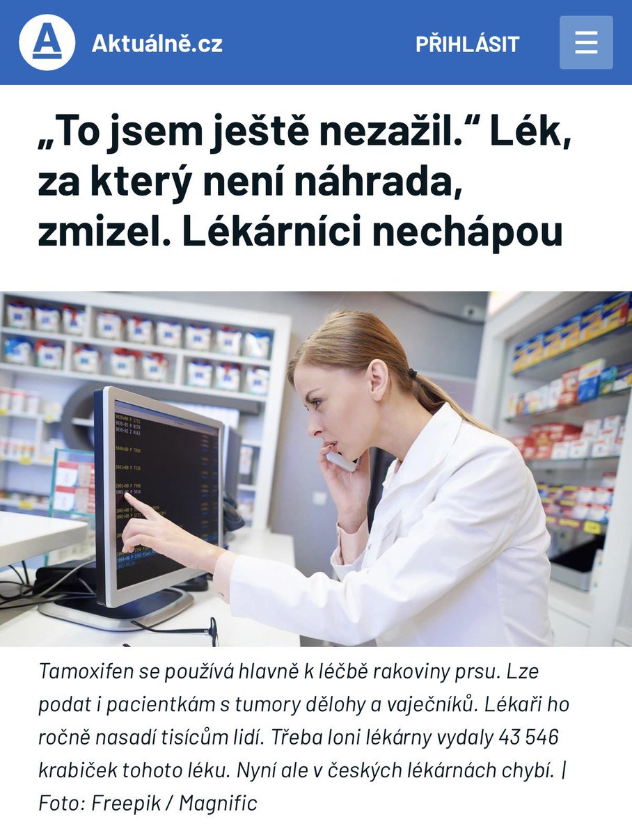 stepan_slovak's tweet photo. TAMOXIFEN PRO ONKOLOGICKÉ PACIENTY GDĚ? @AndrejBabis 

Prej to řešíte osobně, tak aby to nebylo jako vždy, že ti kteří měli přijít nepřišli. Tady by to totiž mohl být skutečně další průser. https://t.co/SXpuukHI9j