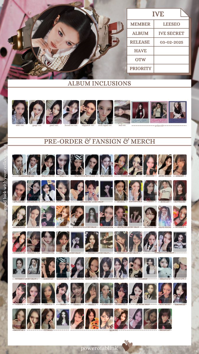 powerofablink's tweet photo. Group: IVE
Member:     OT6 (Wonyoung - Liz - Leeseo)
Template type: IVE SECRET
photocard template 아이브 포토카드 포카 (with all pobs, broadcast) https://t.co/FkaKbp5sNS