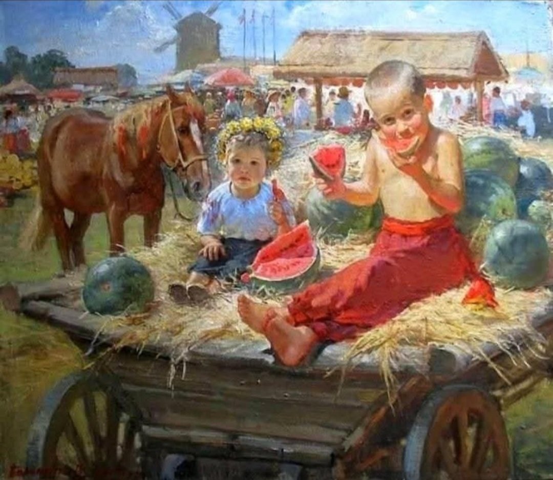Nataliy94087733's tweet photo. "Доброго вечора, ми з України."🇺🇦
Художник Віталій Бараненко. 
" Сорочинський ярмарок. " https://t.co/nuQFjz32H5