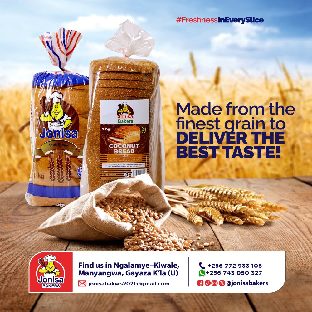 jonisabakers's tweet photo. Made from the finest grains to deliver the perfect taste in every slice and every loaf. ๐ Experience the freshness, softness and quality of @jonisabakers Bread.๐. To Order: #CallOrWhatsapp: +256 743 050 327/ +256 772 933 105. #Headsofmission #StateHouse https://t.co/0yGdyqiZZ3