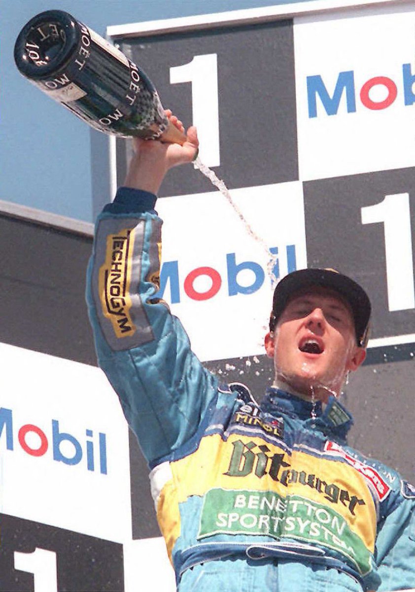 schumacher's tweet photo. “Schumania” at its finest - with his victory at the F1 German Grand Prix 1995, Michael sent Hockenheim into a frenzy.
#OTD
#TeamMSC
#TeamMichael
#KeepFighting
#AFP https://t.co/juVhk8d1PI