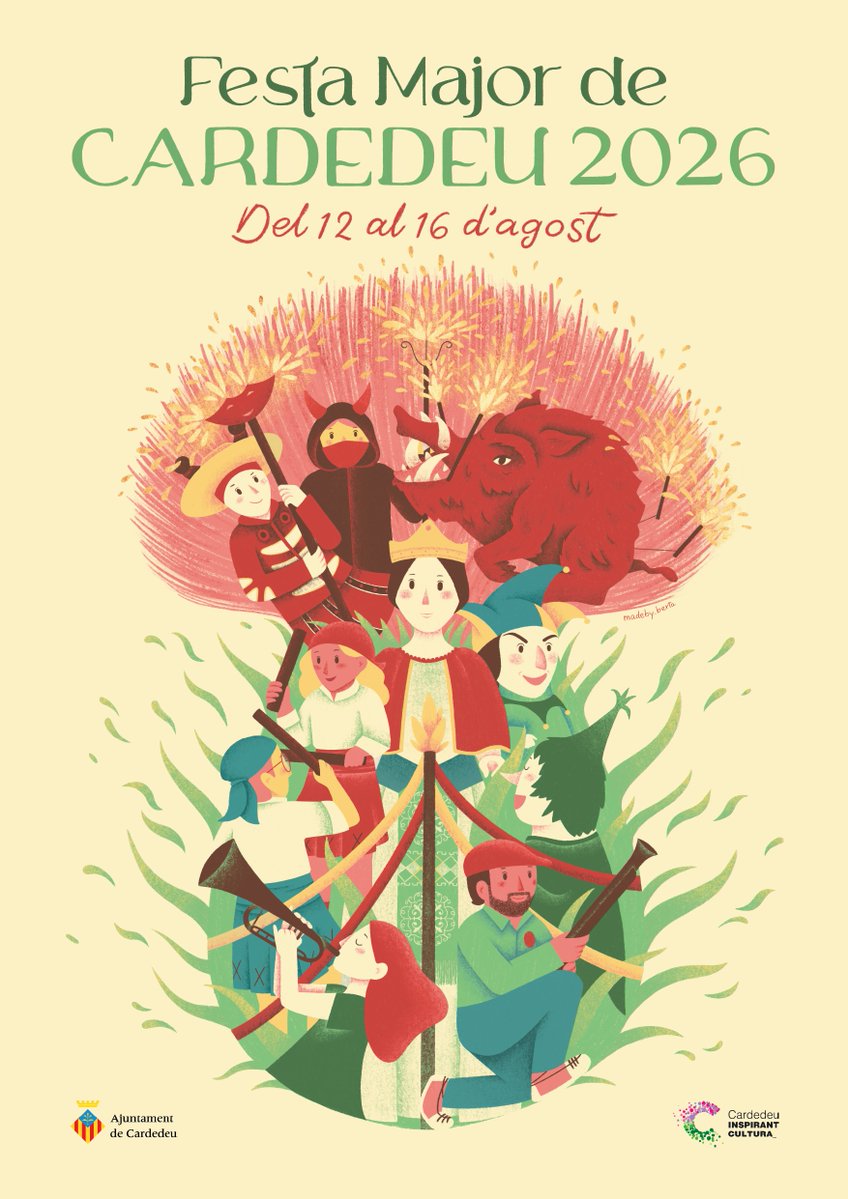ajcardedeu's tweet photo. 🥳 Presentat el cartell i la programació de la Festa Major 2026, que se celebrarà del 12 al 16 d'agost #Cardedeu

🎨 L'autora del cartell és Berta Bosch

✨El programa es podrà consultar al web de Festa Major a partir de dilluns, 3 d’agost ✨

+ info: https://t.co/P6Z9UuqSVS https://t.co/jYAPRYOgsr