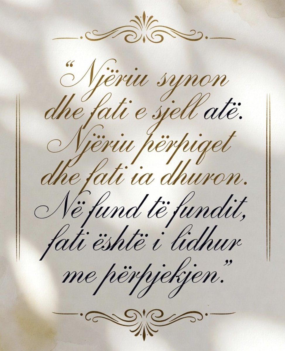 SpahiuSami's tweet photo. Sapo lexova një fjali që më pëlqeu shumë:
" Njeriu synon dhe fati e sjell atë.
Njeriu përpiqet dhe fati ia dhuron.
Në fund të fundit, fati është i lidhur me përpjekjen."
Çka mendoni ju, a është jeta kështu?
#🇦🇱🇽🇰 #Kosova #Shqiperia #jeta #🇽🇰 #🇦🇱 https://t.co/84XlDGIDgc