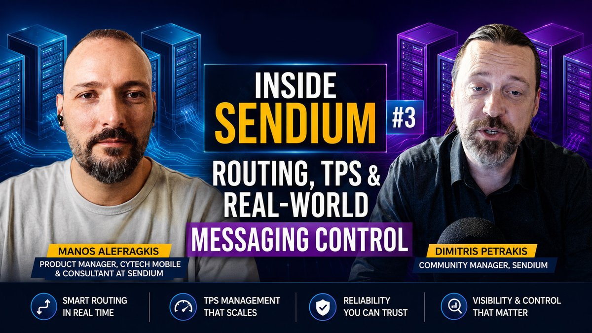 SendiumGateway's tweet photo. Routing. TPS. Real-world messaging control.

In Inside Sendium #3, Manos Alefragkis joins us to discuss what happens when SMS infrastructure moves from clean demos to production reality.

🎥 https://t.co/23RrXqxvBM

#Sendium #SMSGateway #OpenSource #SMSRouting https://t.co/KWfkosggke