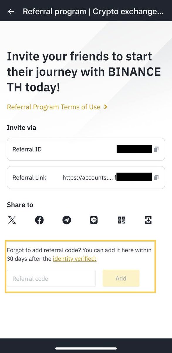 NoMoonNoBuy's tweet photo. หลายคนอาจยังไม่รู้ว่า @Binance_TH_ มีฟีเจอร์ใส่ Ref ย้อนหลังได้ 👀
.
ถ้าตอนสมัครรีบกดจนลืมกรอก Ref ไม่ต้องตกใจ เพราะหาก ยืนยันตัวตน (KYC) สำเร็จแล้วไม่เกิน 30 วัน ยังสามารถกลับไปใส่ Ref ได้
.
และถ้าใส่ Ref ของ KOL Partner ก็จะได้รับ สิทธิพิเศษมากกว่า Ref ทั่วไปด้วย
.
แอดก็เป็น KOL Partner ของ BINANCE TH ใครที่เพิ่งสมัครและยังไม่ได้ใส่ Ref ลองเข้าไปเช็กกันได้เลย
.
📱 วิธีใส่ Ref ย้อนหลัง
BINANCE TH App
➡️ แนะนำเพื่อน (Referral)
➡️ เลื่อนลงมาที่ ใส่ Ref ย้อนหลัง
➡️ กรอกโค้ด Ref Code: NMNBxBNTH1
.
ใช้เวลาไม่ถึง 1 นาที แต่ช่วยให้ได้รับสิทธิประโยชน์ได้คุ้มกว่าเดิม

📌 Ref Code: NMNBxBNTH1

หรือสมัคร BINANCE TH ผ่านลิงก์ KOL Partner นี้รับสิทธิพิเศษเพิ่ม
https://t.co/9gCdLRwKrK

ใครเพิ่งสมัคร BINANCE TH มา อย่าลืมเข้าไปเช็กกันนะครับ เพราะหลัง KYC จะมีเวลา 30 วัน ในการใส่ Ref ย้อนหลังเท่านั้น

*คริปโทเคอร์เรนซีและโทเคนดิจิทัลมีความเสี่ยงสูง ท่านอาจสูญเสียเงินลงทุนได้ทั้งจำนวน โปรดศึกษาและลงทุนให้เหมาะสมกับระดับความเสี่ยงที่ยอมรับได้

**โพสต์นี้เป็นคอนเทนต์ที่จัดทำโดยทางเพจเองในฐานะ BINANCE TH Affiliate ซึ่งมีวัตถุประสงค์เพื่อการแนะนำผู้ใช้บริการเกี่ยวกับโทเคนดิจิทัลเท่านั้น มิใช่การให้คำแนะนำการลงทุนหรือการชักชวนให้ลงทุน ผู้ที่สนใจควรศึกษาข้อมูลและพิจารณาความเหมาะสมก่อนตัดสินใจลงทุน

#BinanceTH