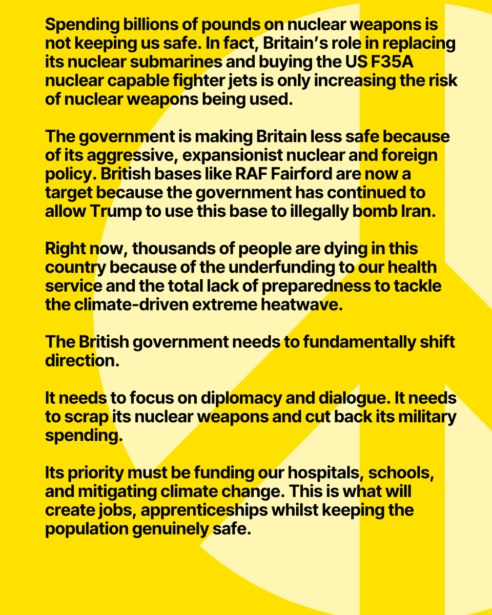 CNDuk's tweet photo. Andy Burnham's claim that more nuclear weapons spending will keep us safe and drive economic growth is false. 

Funds diverted from key sectors like health and transport and poured into arms companies will lose more jobs than they create. 

Read more: https://t.co/uGpAImLGqP https://t.co/mfA7jhISFV