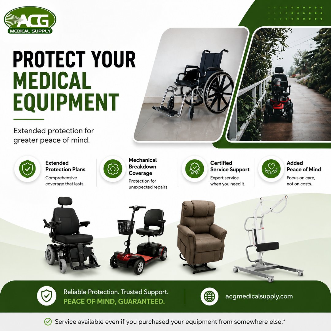 ACGMedicalsupp's tweet photo. Protect your mobility, not just your equipment.
✔ Extended protection plans
✔ Certified service support
✔ Coverage even for equipment purchased elsewhere
Learn more: https://t.co/zFIpdBond2
#MedicalEquipment #MobilitySolutions #ExtendedProtection #ACGMedicalSupply https://t.co/08A2Cc3YwW