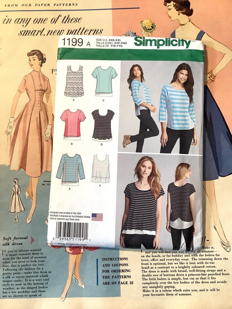 WatsonsVintage's tweet photo. NEW LISTING A FANTASTIC Ladies Casual Top Pattern in loads of sizes. Uncut 2015 Simplicity Sewing Pattern No 1199 Misses' Knit Tops in Sizes XXS-XXL or 4 to 26 - Wardrobe Staple Tops - 6 Casual Style Variations https://t.co/e6WEq77qrp via @Etsy #Simplicity #SewingPattern #LadiesTops