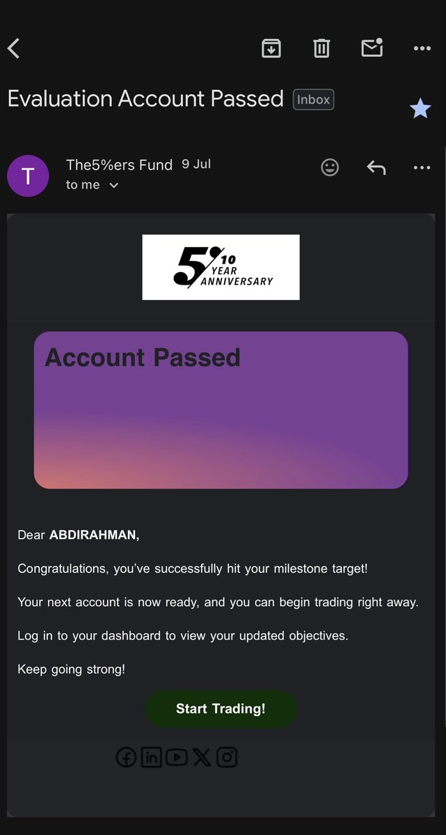 BarreEleven's tweet photo. I believe my account was treated unfairly by The5ers during the verification process. I successfully passed my evaluation account on 9 July and was ready to proceed with KYC verification. I submitted the same government-issued identification documents that were successfully verified and accepted by both FundedNext and FTMO. However, The5ers rejected my verification without providing a clear explanation or any specific reason.

What made the experience even more frustrating was the lack of customer support. After reaching out multiple times, I did not receive a meaningful response for almost 20 days. I sent another follow-up message on 29 July, and only then did I receive a reply stating that the KYC had been rejected by a third-party provider, without explaining why my valid documents were declined or offering any opportunity to resolve the issue.

As a trader who successfully passed the evaluation, I expected a transparent, fair, and timely verification process. Instead, I experienced poor communication, long delays, and a rejection with no clear justification. I respectfully request a transparent review of my case and a detailed explanation for the KYC rejection so that this matter can be resolved fairly. @the5erstrading 
My account number : 26515805
#CasebarreEleven
