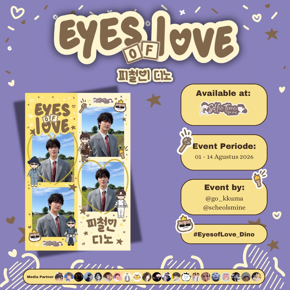 go_kkuma's tweet photo. Dino 피철인 1st Mini Album Frame Event

by @go_kkuma @scheolsmine 

Eyes of Love Dino 🦦😎🤎✨

🗓️ 01 - 14 Agustus 2026
Available at @selfietime - Indonesia

take a pic &amp; tag us with,
#EyesofLove_Dino
#DINO #Picheolin
#吉BOARD https://t.co/x0tiOED9xL