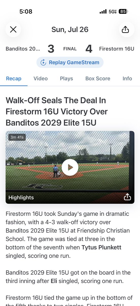 TytusDean's tweet photo. That’s a wrap on the summer with @FirestormATHL. We went 23–6–1, winning 5 of 6 tournaments. Six seasons together with this group and it’s been incredible to be part of what we’ve built. Thank you to Coach Josh and Coach Cannon for everything you pour into us. 

Last tournament was a nailbiter, and I was able to come through with the walk-off. @tnballplayers @MidTNProspects @PrepBaseballTN @MTN_BaseCentral @BUncommitted @PG_Tennessee