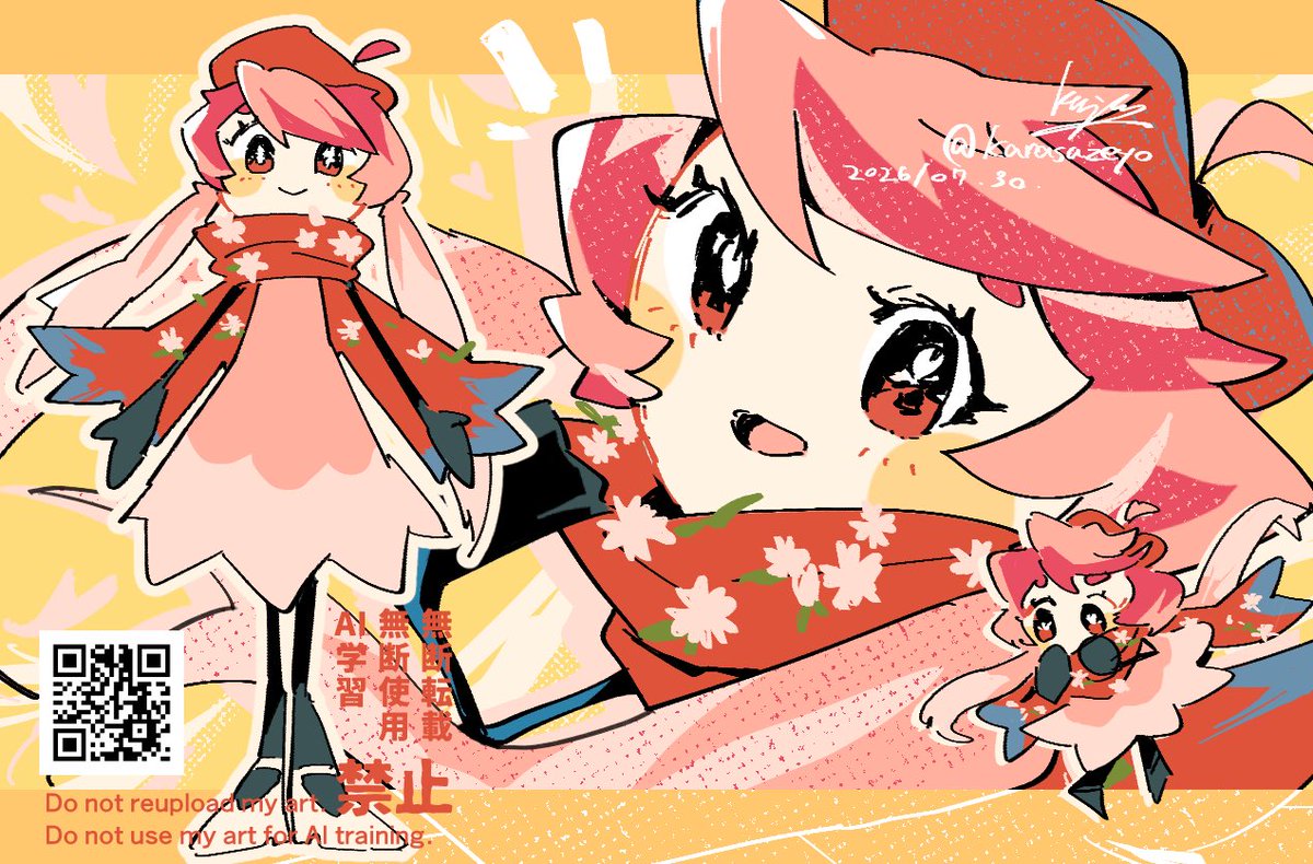 karasuzeyo's tweet photo. このキャラかわいいな！？になってリメイクした🌸元イラスト4年前！？恐ろしい https://t.co/tcITA06Qis
