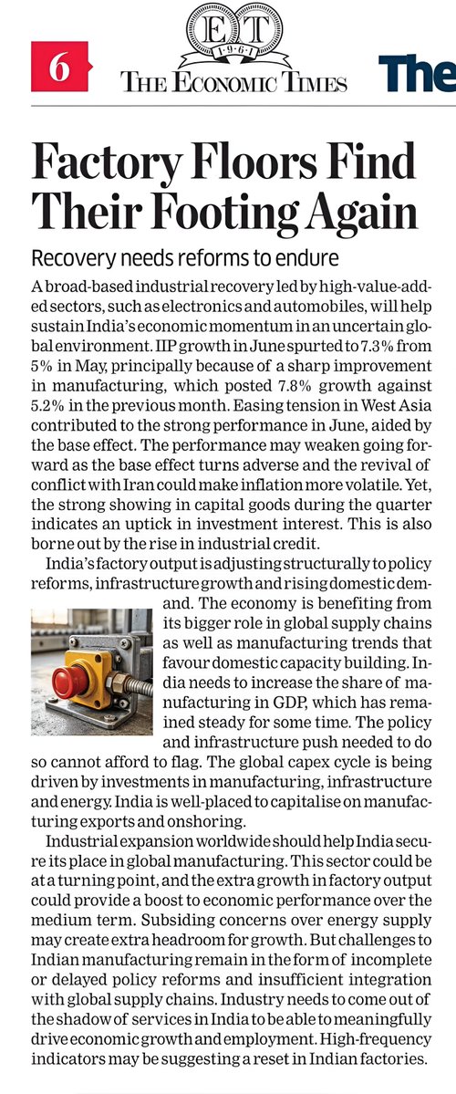 YeDesHaiMera's tweet photo. Policy reforms, infrastructure growth, plus the push for manufacturing and onshoring are showing results. #IndianEconomy @EconomicTimes @UnivofDelhi @AICTE_INDIA https://t.co/sGzloqt1vi