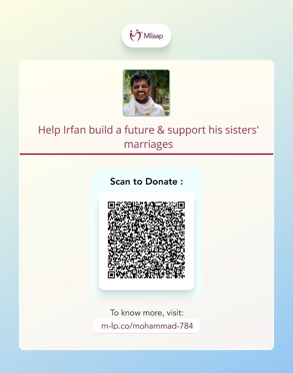 sardesairajdeep's tweet photo. A number of you have called and said they want Mohd Irfan to live a life of financial dignity. He insists he doesn’t need financial help but his sister’s marriage is coming up and he too has dreams for himself and his family. So if anyone wishes to contribute, here is how you can. Let’s build a BETTER INCLUSIVE INDIA, TOGETHER🙏